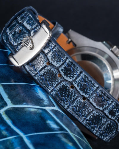 Bespoke Watch Strap in Denim Crocodile