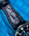 Bespoke Watch Strap in Navy Blue Crocodile