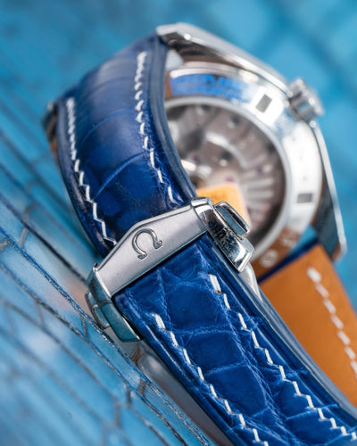 Bespoke Watch Strap in Tie Dye Blue Crocodile