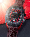 Bespoke Watch Strap in Flame Red Ombre Crocodile