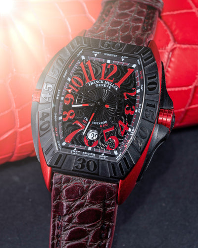 Bespoke Watch Strap in Flame Red Ombre Crocodile