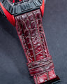Bespoke Watch Strap in Flame Red Ombre Crocodile