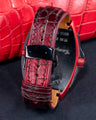 Bespoke Watch Strap in Flame Red Ombre Crocodile