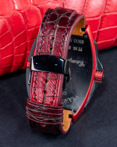 Bespoke Watch Strap in Flame Red Ombre Crocodile