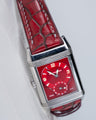Bespoke Watch Strap In Flame Red Ombre Crocodile