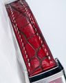 Bespoke Watch Strap In Flame Red Ombre Crocodile