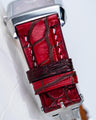 Bespoke Watch Strap In Flame Red Ombre Crocodile
