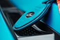 Bespoke Key Fob Cover in Turquoise Crocodile