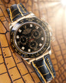 Bespoke Watch Strap in Gold Black Alligator