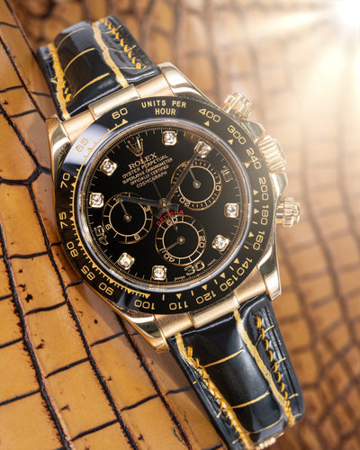 Bespoke Watch Strap in Gold Black Alligator