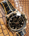 Bespoke Watch Strap in Gold Black Alligator
