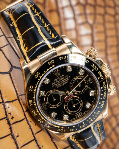 Bespoke Watch Strap in Gold Black Alligator