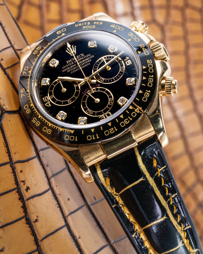 Bespoke Watch Strap in Gold Black Alligator
