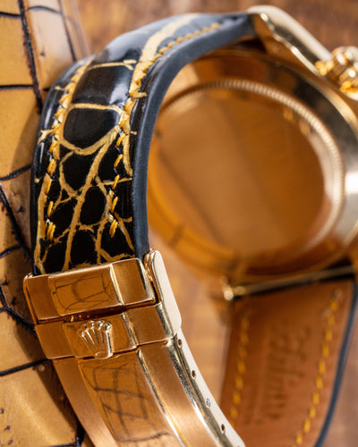 Bespoke Watch Strap in Gold Black Alligator
