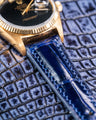 Bespoke Watch Strap in Peacock Blue Crocodile