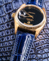 Bespoke Watch Strap in Peacock Blue Crocodile