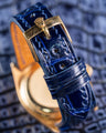 Bespoke Watch Strap in Peacock Blue Crocodile