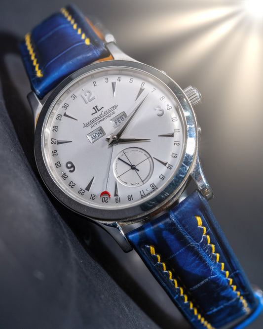 Bespoke Watch Strap in Tie Dye Blue Crocodile