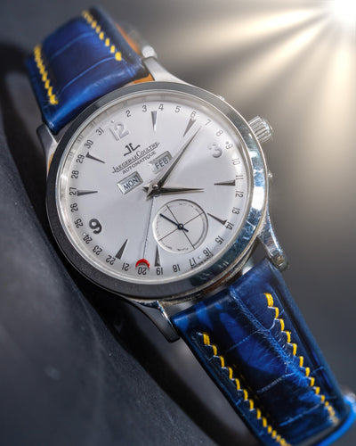 Bespoke Watch Strap in Tie Dye Blue Crocodile