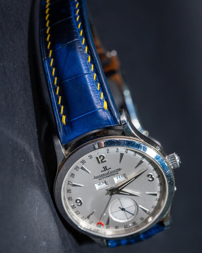 Bespoke Watch Strap in Tie Dye Blue Crocodile