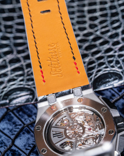 Bespoke Watch Strap in Black Silver Alligator