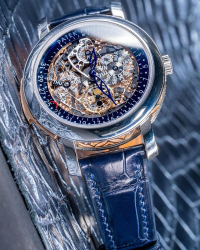 Bespoke Watch Strap in Navy Blue Crocodile
