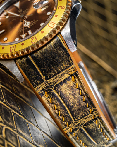 Bespoke Watch Strap in Gold Brushed Alligator