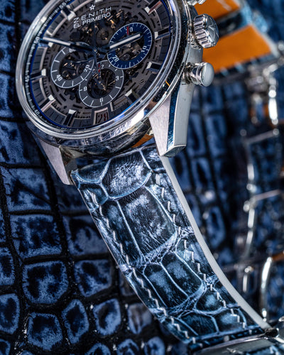 Bespoke Watch Strap in Black Silver Alligator