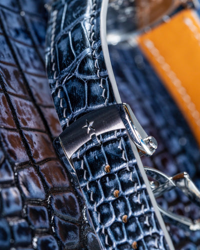 Bespoke Watch Strap in Black Silver Alligator