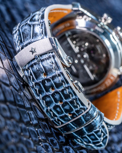 Bespoke Watch Strap in Black Silver Alligator
