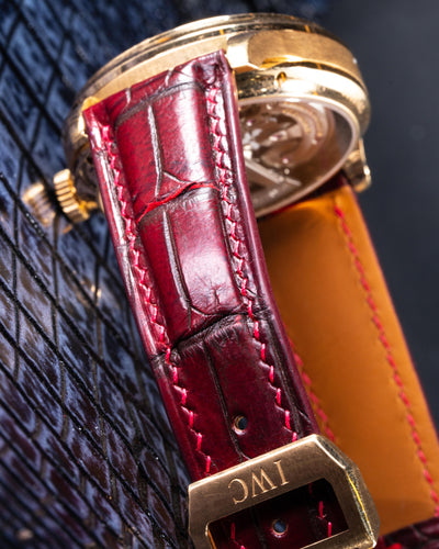 Bespoke Watch Strap in Flame Red Ombre Crocodile