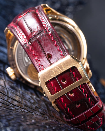 Bespoke Watch Strap in Flame Red Ombre Crocodile