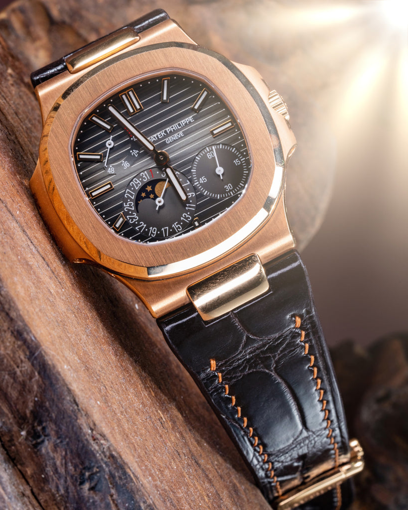 PATEK PHILIPPE  クロコダイル  時計革ベルトブラウン Bespoke Watch Strap in Dark Brown Crocodile – Solitaire Official