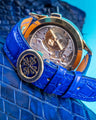 Bespoke Watch Strap in Electric Blue Crocodile