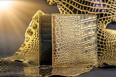 Bespoke Bifold Wallet in Gold Brushed Alligator