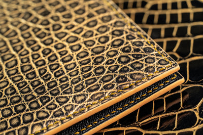 Bespoke Bifold Wallet in Gold Brushed Alligator