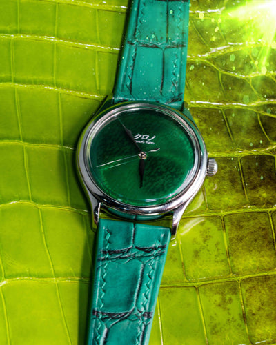Bespoke Watch Strap in Ombre Green Crocodile