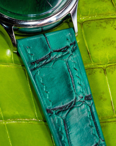 Bespoke Watch Strap in Ombre Green Crocodile
