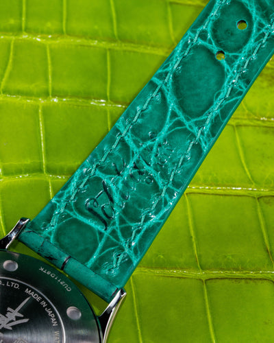 Bespoke Watch Strap in Ombre Green Crocodile