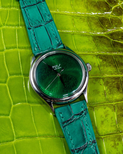 Bespoke Watch Strap in Ombre Green Crocodile