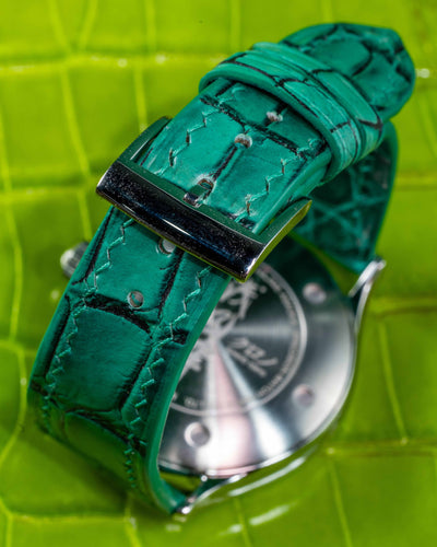 Bespoke Watch Strap in Ombre Green Crocodile