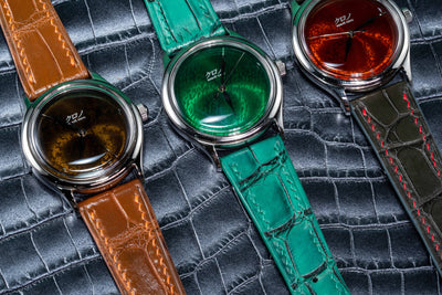 Bespoke Watch Straps in Chestnut Brown, Juniper Green Alligator & Ombre Green Crocodile