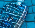 Bespoke Key Fob Cover in Pearl Blue Crocodile