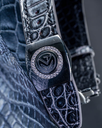Bespoke Watch Strap in Black Silver Alligator