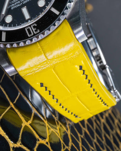 Bespoke Watch Strap in Yolk Yellow Crocodile