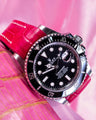 Bespoke Watch Strap in Fuchsia Pink Crocodile