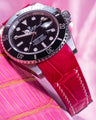Bespoke Watch Strap in Fuchsia Pink Crocodile