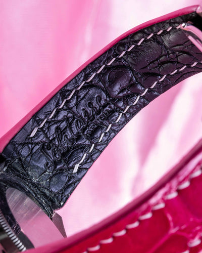 Bespoke Watch Strap in Fuchsia Pink Crocodile