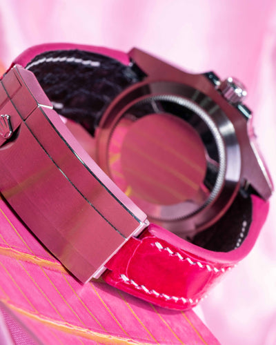 Bespoke Watch Strap in Fuchsia Pink Crocodile