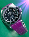 Bespoke Watch Strap in Purple Crocodile